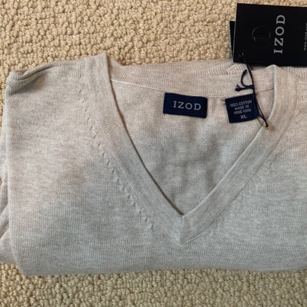 New IZOD Sweater Beige 100% Cotton XL